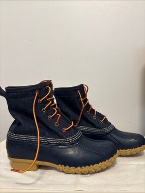 Custom Denim L.L.Bean, Bean Boots  Duck Boots with Flannel Lining. Size 7 W